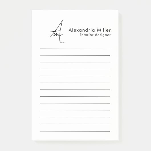 Post-it® Monogramme minimaliste (Devant)