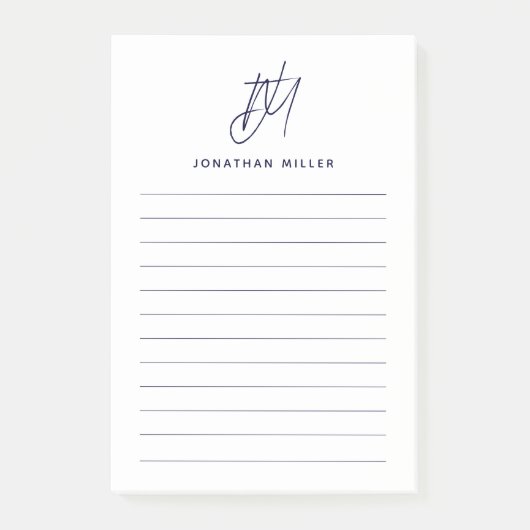 Post-it® Monogramme minimaliste moderne (Devant)