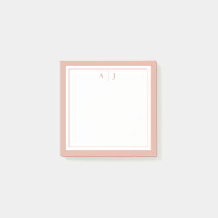 Post-it® Monogramme minimaliste rose deux bordures