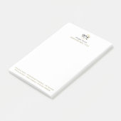 Post-it® Monogramme Modèle élégant en or blanc moderne simp (Incliné)