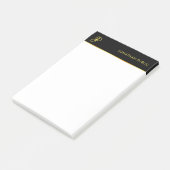 Post-it® Monogramme Modèle Noir Or Blanc Élégant Moderne (Incliné)
