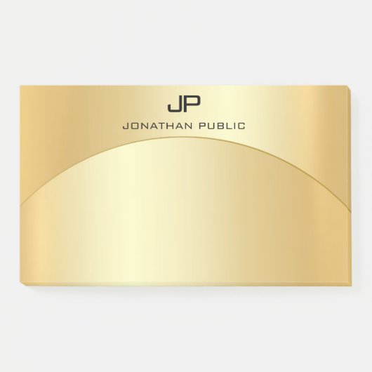 Post-it® Monogramme Modèle tendance Faux Gold Elegant (Devant)