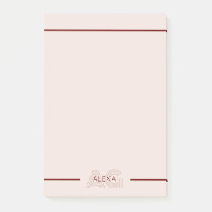 Post-it® Monogramme moderne beige et vin