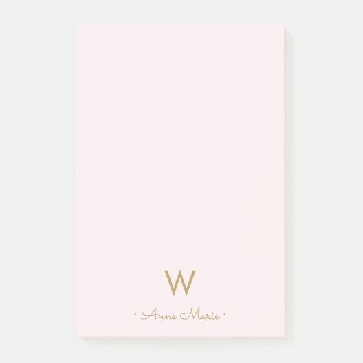 Post-it® Monogramme moderne Blush Pink Gold Script (Devant)