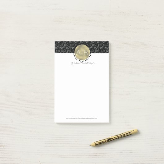 Post-it® Monogramme moderne de simulation tribale (Sur un bureau)