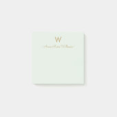 Post-it® Monogramme Moderne de Style Script Or Vert de Saug (Devant)