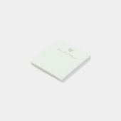 Post-it® Monogramme Moderne de Style Script Or Vert de Saug (Incliné)