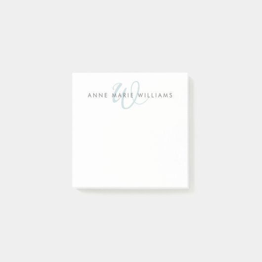 Post-it® Monogramme Moderne de Style Script Vert Sarcelle (Devant)