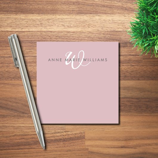 Post-it® Monogramme Moderne en Écriture Blanche sur Fond Li