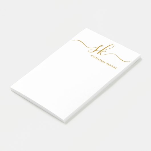Post-it® Monogramme moderne Gold Script Calligraphie person (Incliné)
