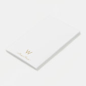 Post-it® Monogramme Moderne Gris Clair Or Script (Incliné)