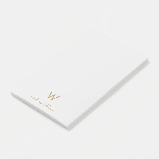 Post-it® Monogramme Moderne Gris Clair Or Script (Incliné)
