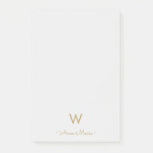 Post-it® Monogramme Moderne Gris Clair Or Script (Devant)