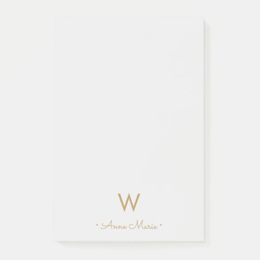 Post-it® Monogramme Moderne Gris Clair Or Script (Devant)