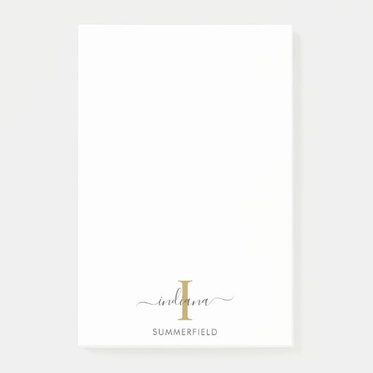 Post-it® Monogramme Moderne Initial Élégant Script Affaires (Devant)