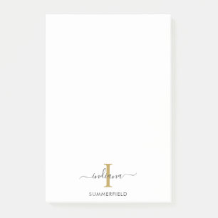 Post-it® Monogramme moderne Initiale Élégant Script Busines