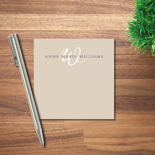Post-it® Monogramme Moderne Marron Chocolat Blanc Script