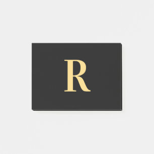 Post-it® Monogramme moderne Minimal Black Gold