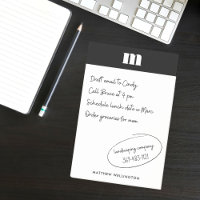 Monogramme moderne minimaliste noir blanc uni