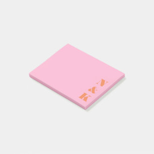Post-it® Monogramme Moderne Minimaliste Rose Orange Personn