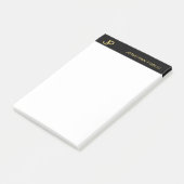 Post-it® Monogramme moderne Noir Blanc Or Élégant Simple (Incliné)
