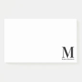 Post-it® Monogramme moderne Noir et blanc Nom initial (Devant)