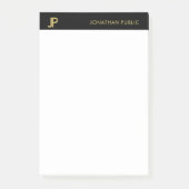 Post-it® Monogramme moderne Noir Or Élégant Simple Modèle (Devant)