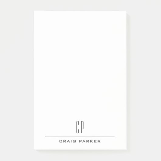 Post-it® Monogramme Moderne Nom Professionnel Simple Minima (Devant)