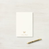 Post-it® Monogramme Moderne Or Écriture Script (Sur un bureau)