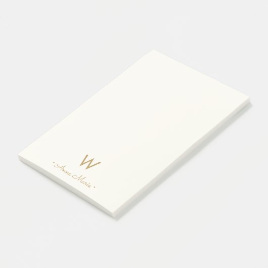 Post-it® Monogramme Moderne Or Écriture Script (Incliné)