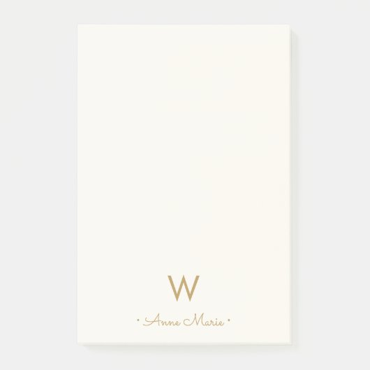 Post-it® Monogramme Moderne Or Écriture Script (Devant)