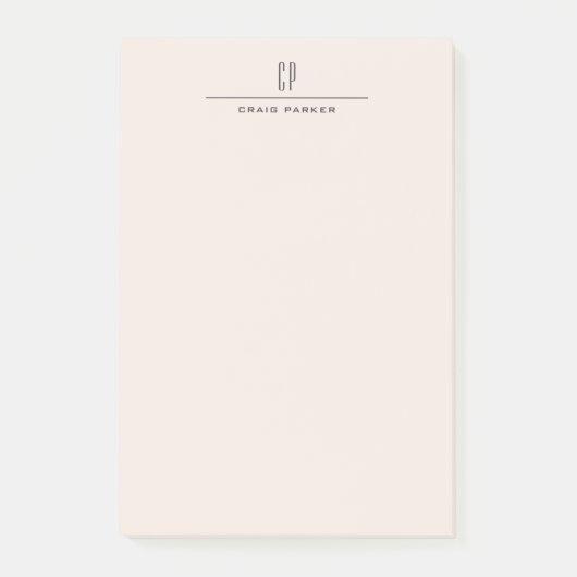Post-it® Monogramme Moderne Professionnel Couleur Pastel Si (Devant)