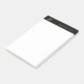 Post-it® Monogramme moderne professionnel Noir Blanc Or (Incliné)