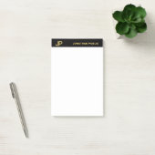 Post-it® Monogramme moderne professionnel Noir Blanc Or (Bureau)