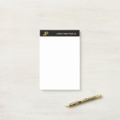 Post-it® Monogramme moderne professionnel Noir Blanc Or (Sur un bureau)