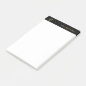 Post-it® Monogramme moderne professionnel Noir Blanc Or (Incliné)