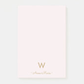 Post-it® Monogramme Moderne Rose Doré Script (Devant)