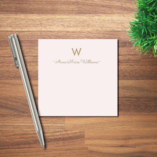 Post-it® Monogramme Moderne Rose Doré Script
