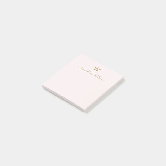 Post-it® Monogramme Moderne Rose Doré Script (Incliné)