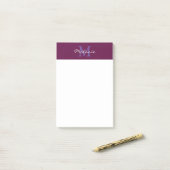 Post-it® Monogramme Moderne Rose Fuchsia et Lavande (Sur un bureau)