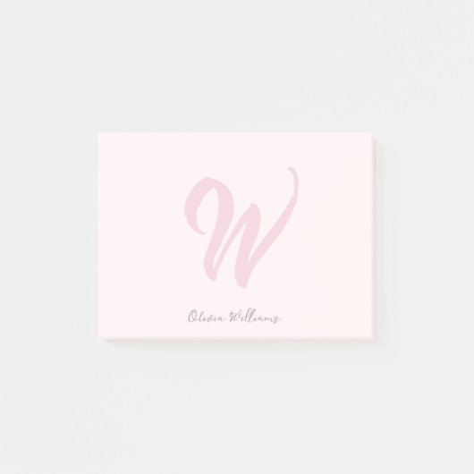 Post-it® Monogramme moderne rose pâle (Devant)