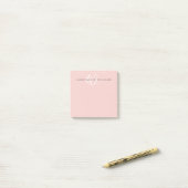 Post-it® Monogramme Moderne Rose Pâle Blanc (Sur un bureau)