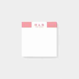 Post-it® Monogramme moderne rose sur blanc