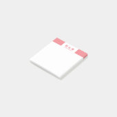 Post-it® Monogramme moderne rose sur blanc (Incliné)