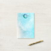 Post-it® Monogramme moderne Teal Girly de l'abrégé sur | (Sur un bureau)