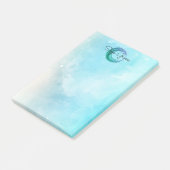 Post-it® Monogramme moderne Teal Girly de l'abrégé sur | (Incliné)