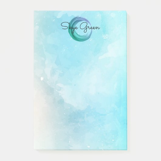 Post-it® Monogramme moderne Teal Girly de l'abrégé sur | (Devant)