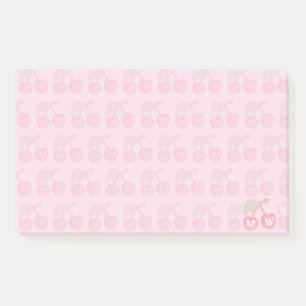 Post-it® Monogramme Motif de cerises pastel rose
