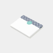 Post-it® Monogramme Motif de menthe et diamant de marine Ch (Incliné)