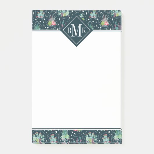 Post-it® Monogramme| Motif des succulents géométriques (Devant)